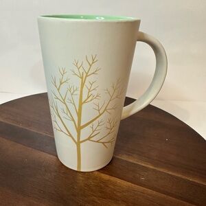 Rare Davids Tea White & Gold Tree 16oz Tall Mug Perfect Mug